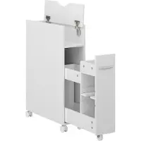 Vicco Toilettenschrank Niva Weiß 18 x 71.3 cm mit ausziehbarem Fach, Model 50138