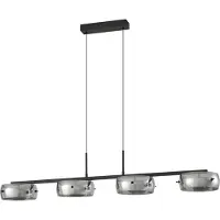 LUCANDE Martis LED-Hängeleuchte, 4-flammig, schwarz, dimmbar - , Martis, dimmbar, Schwarz, für Esszimmer, Glas, Modern