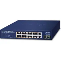 Planet 16-Port 10/100/1000T 802.3at, Unmanaged, Gigabit Ethernet (10/100/1000), Vollduplex, Power over Ethernet (PoE), Rack-Einbau