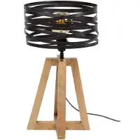 KAWOLA Tischleuchte DALIAN Tischlampe Holz/Metall schwarz