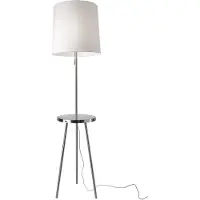 Sompex Stehleuchte TABULO mit Tischablage & USB-Anschluss – Beistelltisch-Lampe mit Stoffschirm Weiß von