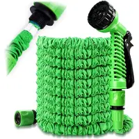 NAUCI Gartenschlauch flexibel dehnbar Wasserschlauch Flexschlauch MultifunktionsbrauseFarbe:Grün;Länge:45m