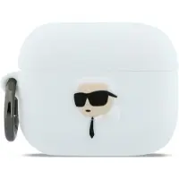 Karl Lagerfeld Schutzhülle für AirPods Pro 3, Silicone Karl Head 3D, Weiß