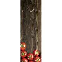 Levandeo Wanduhr aus Glas 20x60cm Uhr als Glasbild Tomaten Tomatoes Küchendeko