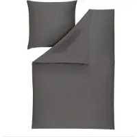 Estella Mako-Satin Uni Bettwäsche Valetta 155x220 cm + 80x80 cm grau