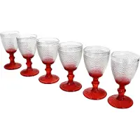 MamboCat 6er Set Rubin Weißweingläser rot 200ml Glas gepunktet Weinkelch Wasser