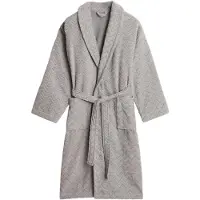 Gant Unisex Bademantel - JACQUARD HERRINGBONE ROBE, Schalkragen, Fischgrätmuster Grau M