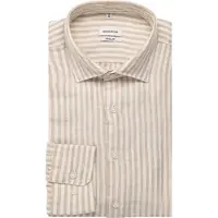 Seidensticker Leinenhemd "Schwarze Rose", Herren, Gr. XXL (46), normale Ärmellängen, beige, 100% Leinen, gestreift, regular fit, 2-Knopf-Manschette, Hemden Leinenhemd, Regular 1/1 Kentkragen Gestreift