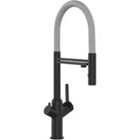 VIZIO 3 Wege Wasserhahn Küchenarmatur BOD mit 360° Schwenkbarem Auslauf Abnehmbare 2 Strahl Handbrause Schwarz Matt Grau