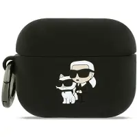 Karl Lagerfeld Hülle Case AirPods Pro 3 Silikon schwarz Logo Katze Kopf 3D