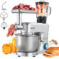 Vevor multifunktionale Küchenmaschine elektrisch 1500 W mit Edelstahlschüssel (6 L) &amp; Mixbecher (1,5 L)