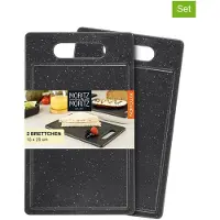 Moritz&Moritz Schneidebrett aus Kunststoff, 25 x 15 x 1 cm, schwarz, mit Saftrille, Set, 2 Stück