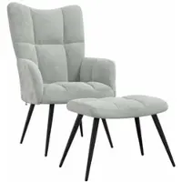 vidaXL Relaxsessel mit Fußstütze 2 pcs Hellgrau Samt