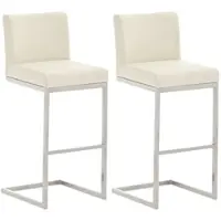 DELUKE 2er Set Barhocker COBAS - Kunstleder Creme 42x48x104 cm | Barstuhl Mit Lehne Tresenhocker Tresenstuhl Kneipenhocker Kneipenstuhl