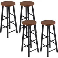 Woltu Barhocker 4er Set Bistrohocker, Gestell aus stabilem Stahl, Sitzfläche aus MDF, Dunkelbuche