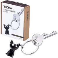 Troika FELIX Schlüsselanhänger Katze, glänzend grau/schwarz