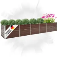 DELUKE Hochbeet für Garten OSKAR Braun | 480x80x77cm | Verzinkter Stahl | Wetterfest | Gartenbeet Kräuterbeet Blumenbeet Beet hoch Frühbeet für Garten Gemüsebeet