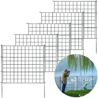 Floordirekt Gitterzaun Grau, 5-teiliges Metall-Steckzaun-Set, Gartenzaun, Hundezaun, Erweiterbar für Garten, Teich & Tiere, Pablo