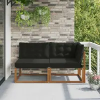 vidaXL "Neues Produkt" Outdoor Mittel- und Ecksofa 7 Stück - Natur Massivholz Akazie - Gartenstühle V3442