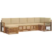 Syfax Ecksofa Set mit Kissen 7 pcs Natur und Beige Massivholz Akazie