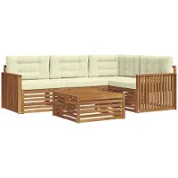 vidaXL Outdoor-Sofagarnitur 5 stk. Natur und Creme