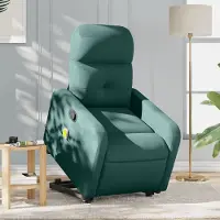 vidaXL BEI CLORIS Massagesessel mit Aufstehhilfe Dunkelgrün Stoff 2024 Neu4380813