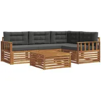 vidaXL Outdoor-Sofagarnitur 5 Stk. Natur und Anthrazit