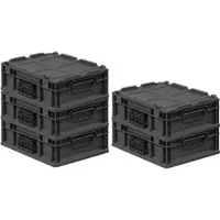 Proregal Supersparset 5x Eurobox Nextgen Portable HxBxT 13,5x30x40cm 11 Liter Schwarz Eurobehälter Transportbox Transportbehälter