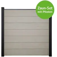 MR-Zaun Altum Komplettset mit Alu-Pfosten, Bi-Color Sand, 15,14 m