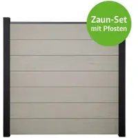 MR-Zaun Altum Komplettset mit Alu-Pfosten, Bi-Color Sand, 5,74 m