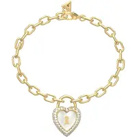 GUESS JUBB06064JWYGS Damen-Armband Herz-Schloss Perlmutt Goldfarben