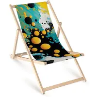 AllBags Holz Liegestuhl klappbar „Gelbe Blasen“ – Gartenstuhl Relaxstuhl Sonnenliege Balkon Terrasse Design