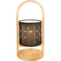 Globo Lighting LED Tischleuchte, Holz, Textil schwarz, H 33 cm