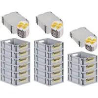 Proregal SuperSparSet 16x Eurobox NextGen Color mit Auflagedeckel & Verschlüsse, HxBxT 12x30x40cm, 11L, Grau, Griffe gelb offen, Eurobehälter, Box