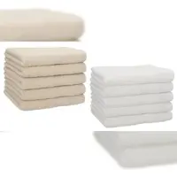 Betz 10 Stück Gästehandtücher PREMIUM 100% Baumwolle Gästetuch Set 30x50 cm sand und weiß