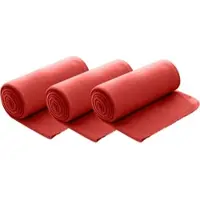 Wometo 3er Set Polar Fleecedecke 130x160 cm, OEKO-TEX ca. 400g Gewicht, mit Antipilling & Kettelrand - Farbe rot