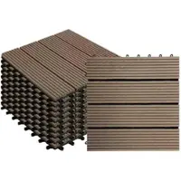 Floordirekt KARAT WPC Terrassenfliesen Royal Wetterfest 30 x 30 cm Dunkelbraun 11er-Set 1 m2
