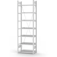 Proregal Aktenregal Stecksystem T-Profil Grundregal HxBxT 235 x 75 x 30 cm 7 Ebenen Fachlast 60 kg Einseitig Nutzbar Lichtgrau