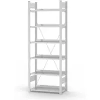 Proregal Aktenregal Stecksystem T-Profil Grundregal HxBxT 200 x 75 x 30 cm 6 Ebenen Fachlast 60 kg Einseitig Nutzbar Lichtgrau
