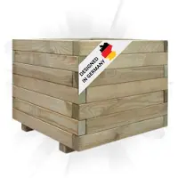 DELUKE Hochbeet aus Kiefernholz MILA | Grün, imprägniert | 50x50x40cm | Wetterfest | Gartenbeet Holz Kräuterbeet Blumenbeet Beet hoch Frühbeet für Garten Gemüsebeet