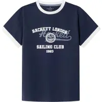 Hackett London für Jungen. HK5000030 Sailing Club T-Shirt 1983 navy blau (K07), Schwarz, Lässig, Baumwolle, Kurzarm, Kinderbekleidung