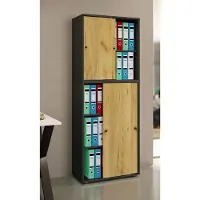 VCM Aktenschrank "Büroschrank Aktenschrank Schiebetüren Lona 5fach", braun (anthrazit, honig, eiche), B:70cm T:37cm, Obermaterial: 100% Holz Wood., Schränke, Aktenschrank