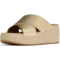 FitFlop Plattform Leder Damen Sandalen Platino