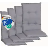 NYVI Gartenstuhl Auflagen Hochlehner 4er Set Barcelona - UV-Beständig, Atmungsaktiv, Strapazierfähig - Hochlehnerauflagen Sitzkissen Outdoor - Sitzauflagen für Gartenstühle 118x50cm Mittelgrau