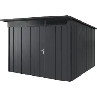 Hörmann , Metall-Gerätehaus "Juno" mit Pultdach, JPD14 - Modern, 310 x 310 cm (B x T), anthrazit, 1-flüglige Tür, Anschlag links