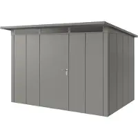 Hörmann , Metall-Gerätehaus "Juno" mit Pultdach, JPD12 - Design, 310 x 214 cm (B x T), graualuminium, 1-flüglige Tür, Anschlag links