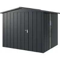 Hörmann , Metall-Gerätehaus "Juno" mit Satteldach, JSD9 - Modern, 262 x 214 cm (B x T), anthrazit, mit bodentiefem Fenster, 1-flüglige Tür, Anschlag links