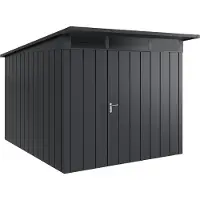 Hörmann , Metall-Gerätehaus "Juno" mit Pultdach, JPD11 - Modern, 262 x 310 cm (B x T), anthrazit, 1-flüglige Tür, Anschlag rechts