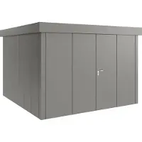 Hörmann , Metall-Gerätehaus "Juno" mit Flachdach, JFD14 - Design, 310 x 310 cm (B x T), graualuminium, 2-flüglige Tür