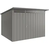Hörmann , Metall-Gerätehaus "Juno" mit Pultdach, JPD13 - Modern, 310 x 262 cm (B x T), graualuminium, 1-flüglige Tür, Anschlag rechts